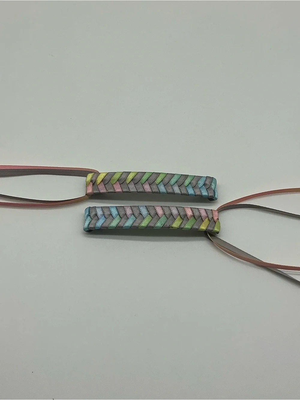 Pewter and Pastel Rainbow 80s Barrettes & 12 Jelly Bracelets